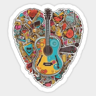 Acoustic Guitar Heart Music Sticker